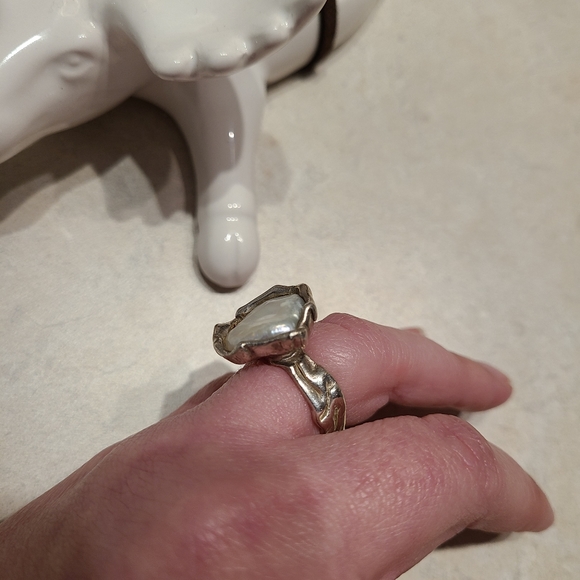 Sterling silver and mother of pearl ring - Picture 2 of 8